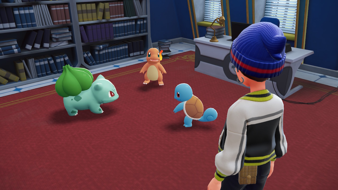 ポケモンレジェンズZAでプレイヤーがゼニガメ・ヒトカゲ・フシギダネの3体を見つめる後ろ姿。新たな冒険の始まりと“共に生きる”というテーマを象徴するシーン。アイキャッチ画像